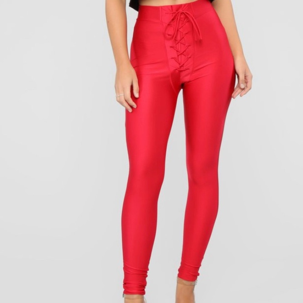 Red High Waist Pants - Fashion Nova